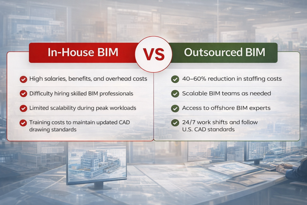 BIM outsourcing vs in-house BIM